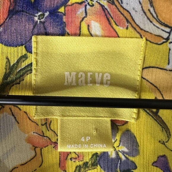 Maeve Dress Womens 4P Yellow Floral Tiered Maxi Sleeveless V-Neck Anthropologie - Picture 2 of 6